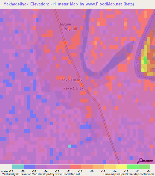 Yakhadellyak,Azerbaijan Elevation Map