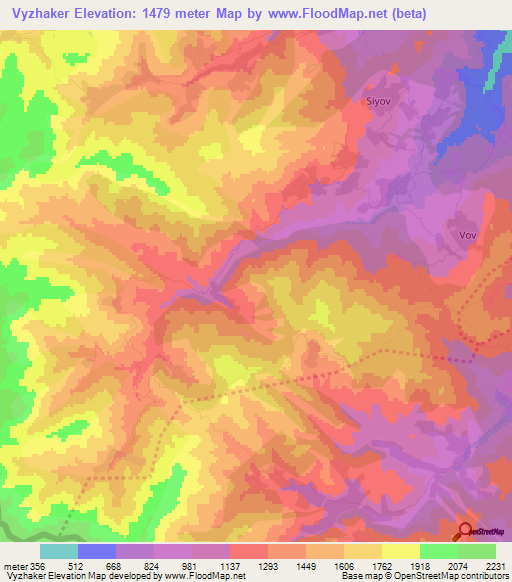 Vyzhaker,Azerbaijan Elevation Map