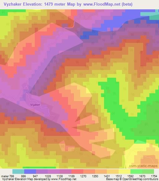 Vyzhaker,Azerbaijan Elevation Map