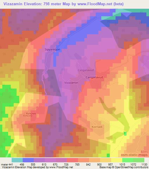 Vizazamin,Azerbaijan Elevation Map