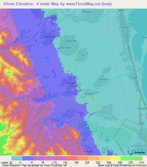 Vilvan,Azerbaijan Elevation Map