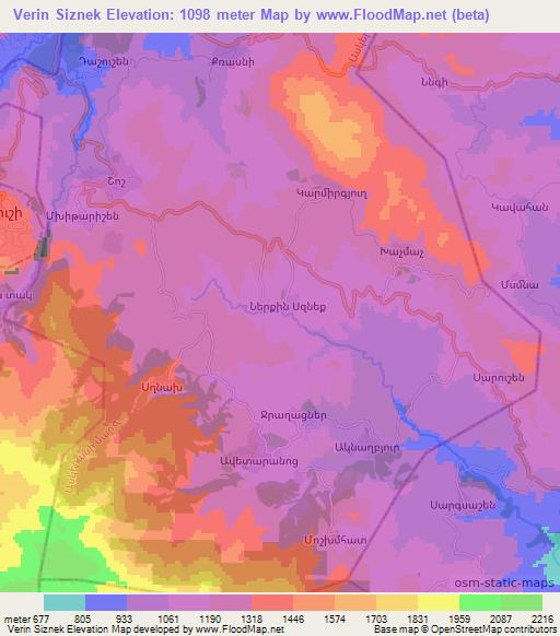 Verin Siznek,Azerbaijan Elevation Map