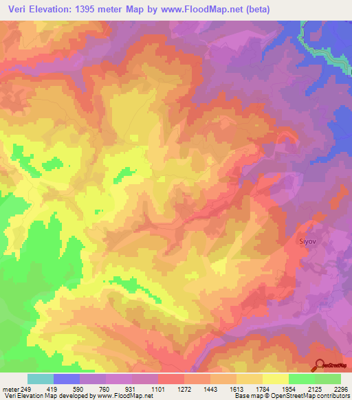 Veri,Azerbaijan Elevation Map