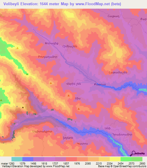 Velibeyli,Azerbaijan Elevation Map