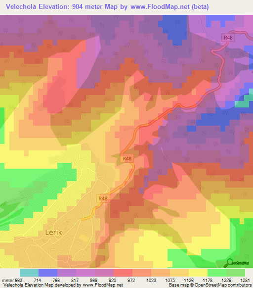 Velechola,Azerbaijan Elevation Map