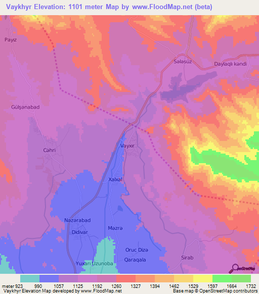 Vaykhyr,Azerbaijan Elevation Map