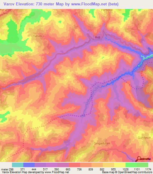 Varov,Azerbaijan Elevation Map