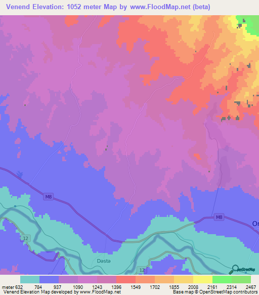 Venend,Azerbaijan Elevation Map