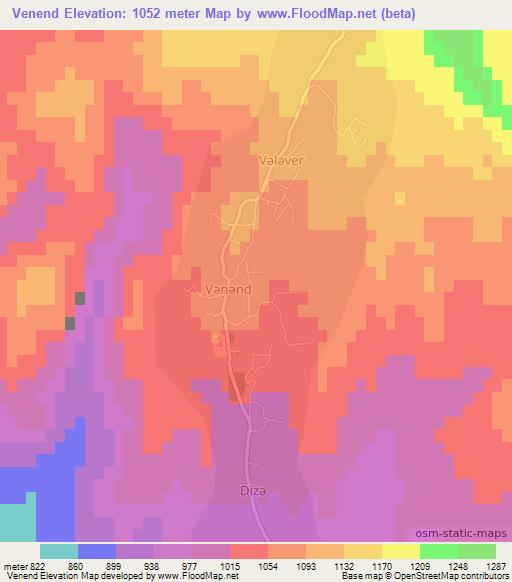 Venend,Azerbaijan Elevation Map