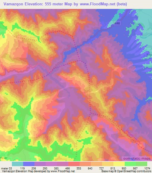 Vamazqon,Azerbaijan Elevation Map