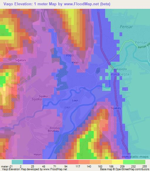 Vaqo,Azerbaijan Elevation Map