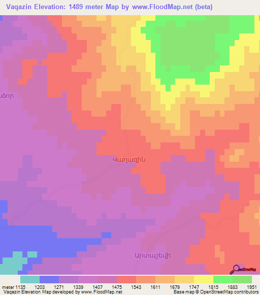 Vaqazin,Azerbaijan Elevation Map