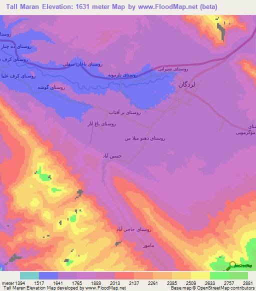 Tall Maran,Iran Elevation Map