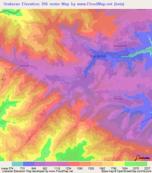 Urakeran,Azerbaijan Elevation Map