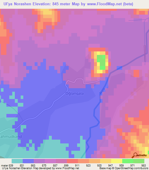 Ul'ya Norashen,Azerbaijan Elevation Map