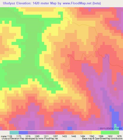 Uludyuz,Azerbaijan Elevation Map
