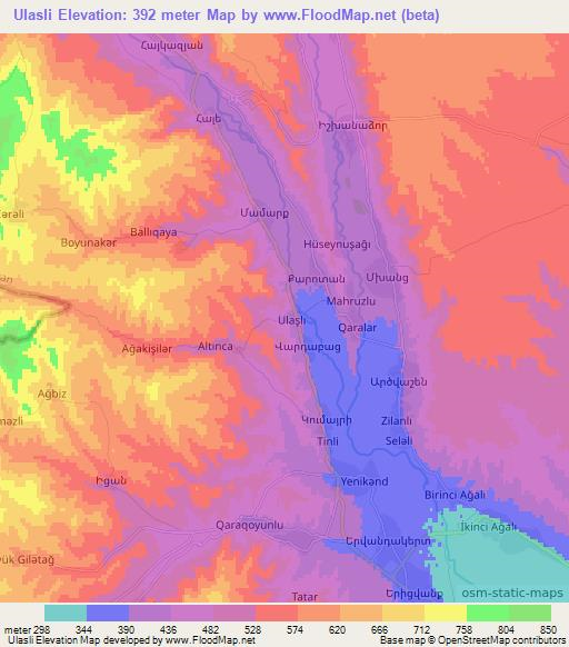 Ulasli,Azerbaijan Elevation Map