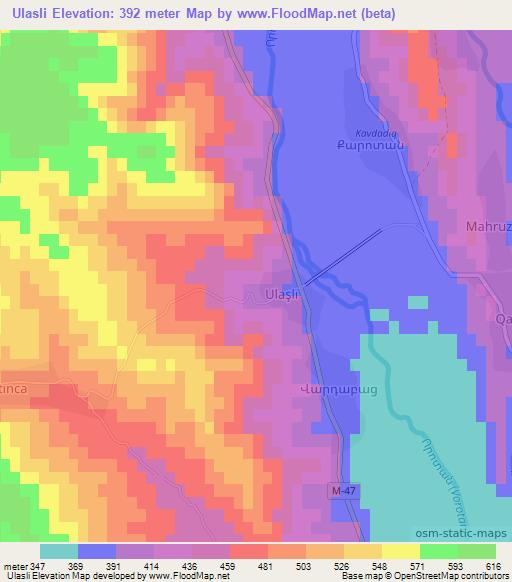 Ulasli,Azerbaijan Elevation Map