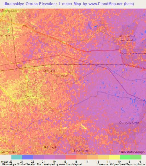 Ukrainskiye Otruba,Azerbaijan Elevation Map