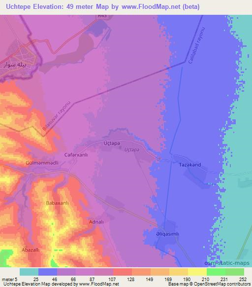Uchtepe,Azerbaijan Elevation Map