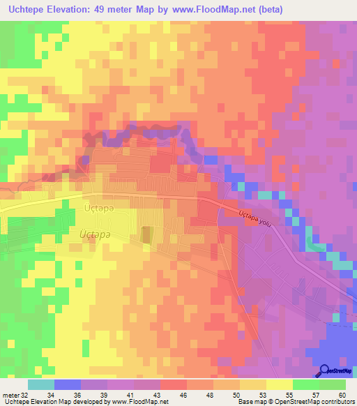 Uchtepe,Azerbaijan Elevation Map