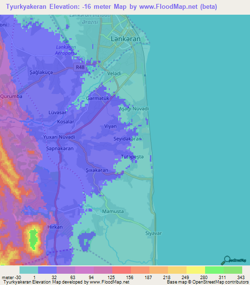 Tyurkyakeran,Azerbaijan Elevation Map