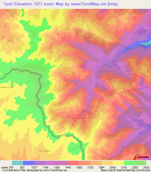 Tyuli,Azerbaijan Elevation Map