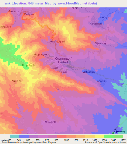 Tank,Azerbaijan Elevation Map