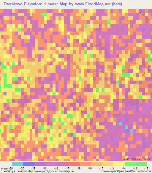 Tverskoye,Azerbaijan Elevation Map