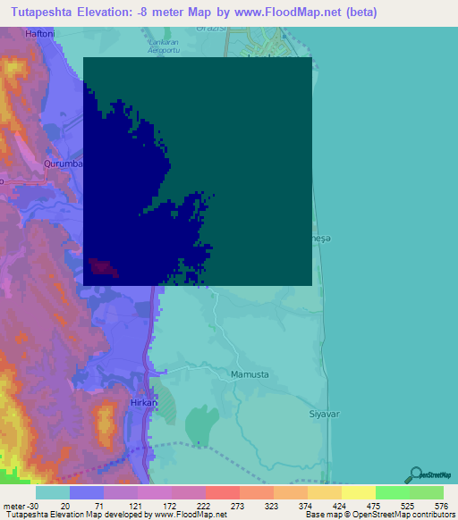 Tutapeshta,Azerbaijan Elevation Map