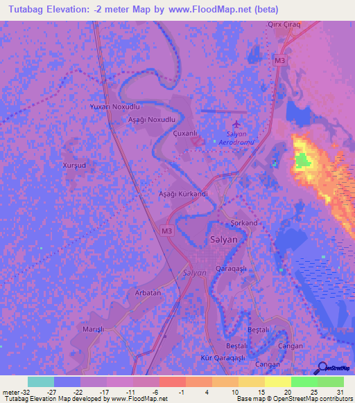 Tutabag,Azerbaijan Elevation Map