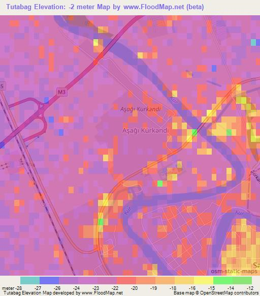 Tutabag,Azerbaijan Elevation Map