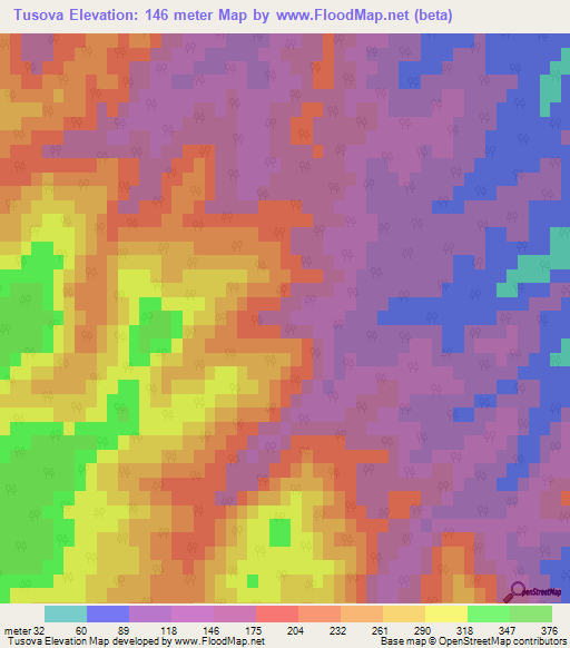 Tusova,Azerbaijan Elevation Map