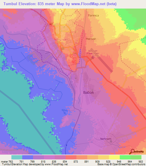 Tumbul,Azerbaijan Elevation Map