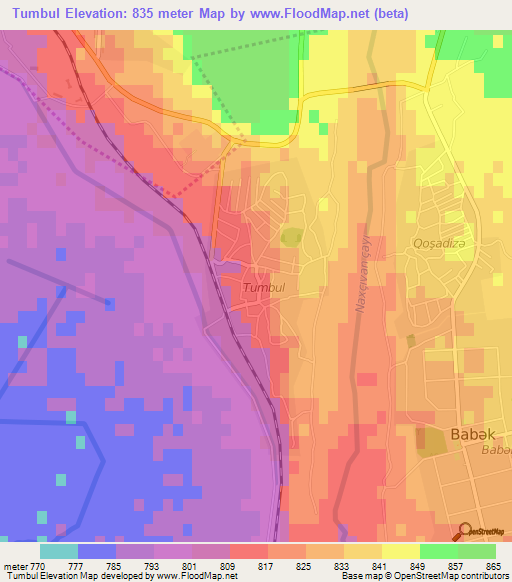 Tumbul,Azerbaijan Elevation Map