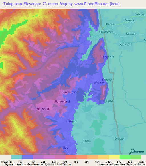 Tulaguvan,Azerbaijan Elevation Map