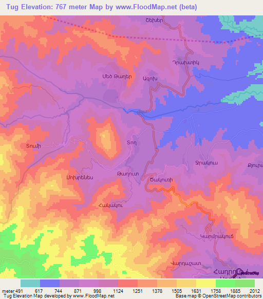 Tug,Azerbaijan Elevation Map