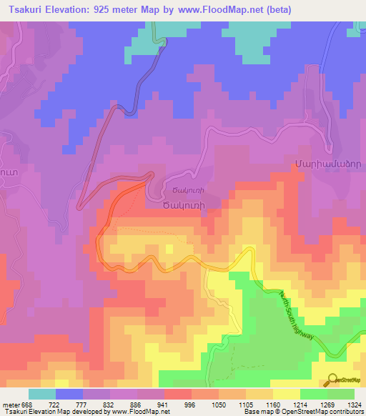 Tsakuri,Azerbaijan Elevation Map