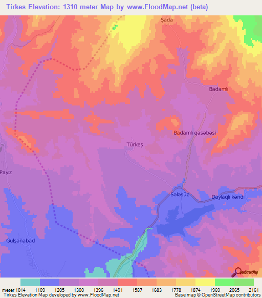 Tirkes,Azerbaijan Elevation Map