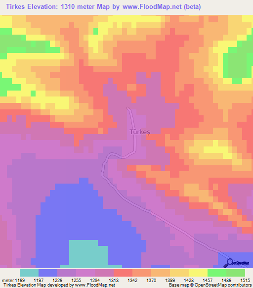 Tirkes,Azerbaijan Elevation Map