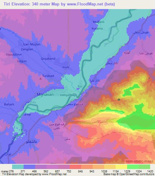 Tiri,Azerbaijan Elevation Map