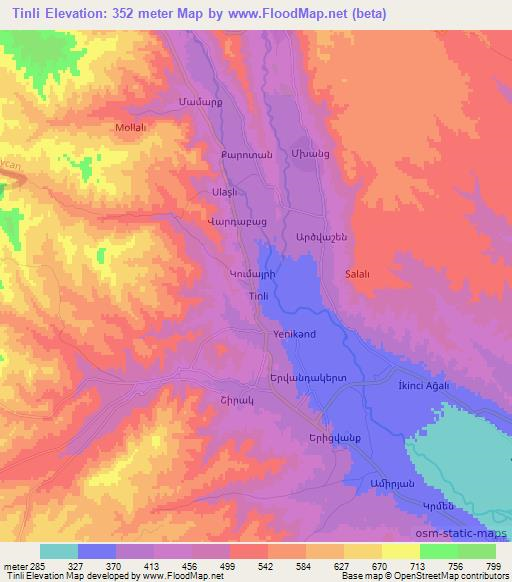 Tinli,Azerbaijan Elevation Map