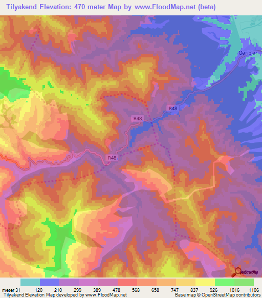 Tilyakend,Azerbaijan Elevation Map