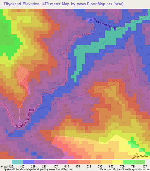 Tilyakend,Azerbaijan Elevation Map