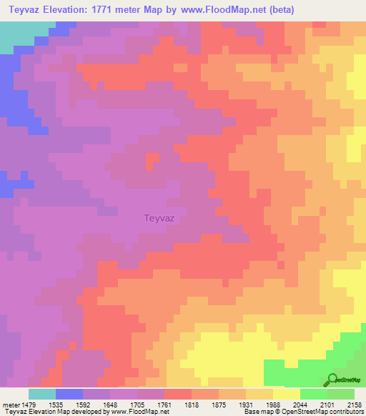 Teyvaz,Azerbaijan Elevation Map