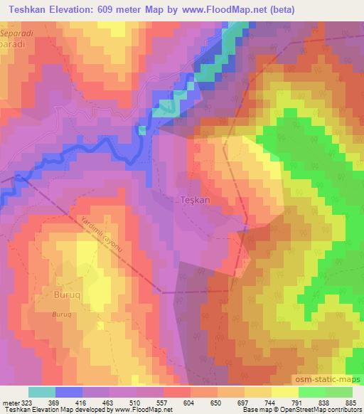 Teshkan,Azerbaijan Elevation Map