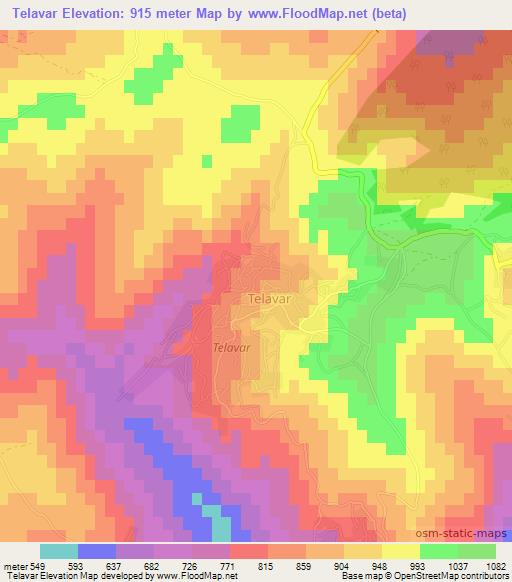 Telavar,Azerbaijan Elevation Map