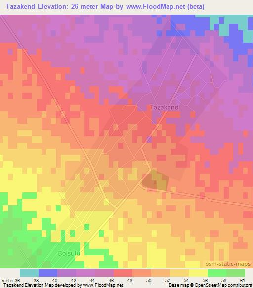 Tazakend,Azerbaijan Elevation Map
