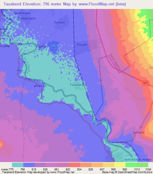 Tazakend,Azerbaijan Elevation Map
