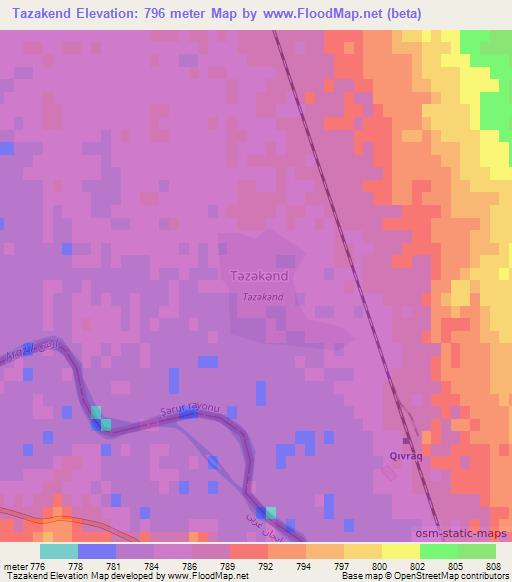 Tazakend,Azerbaijan Elevation Map